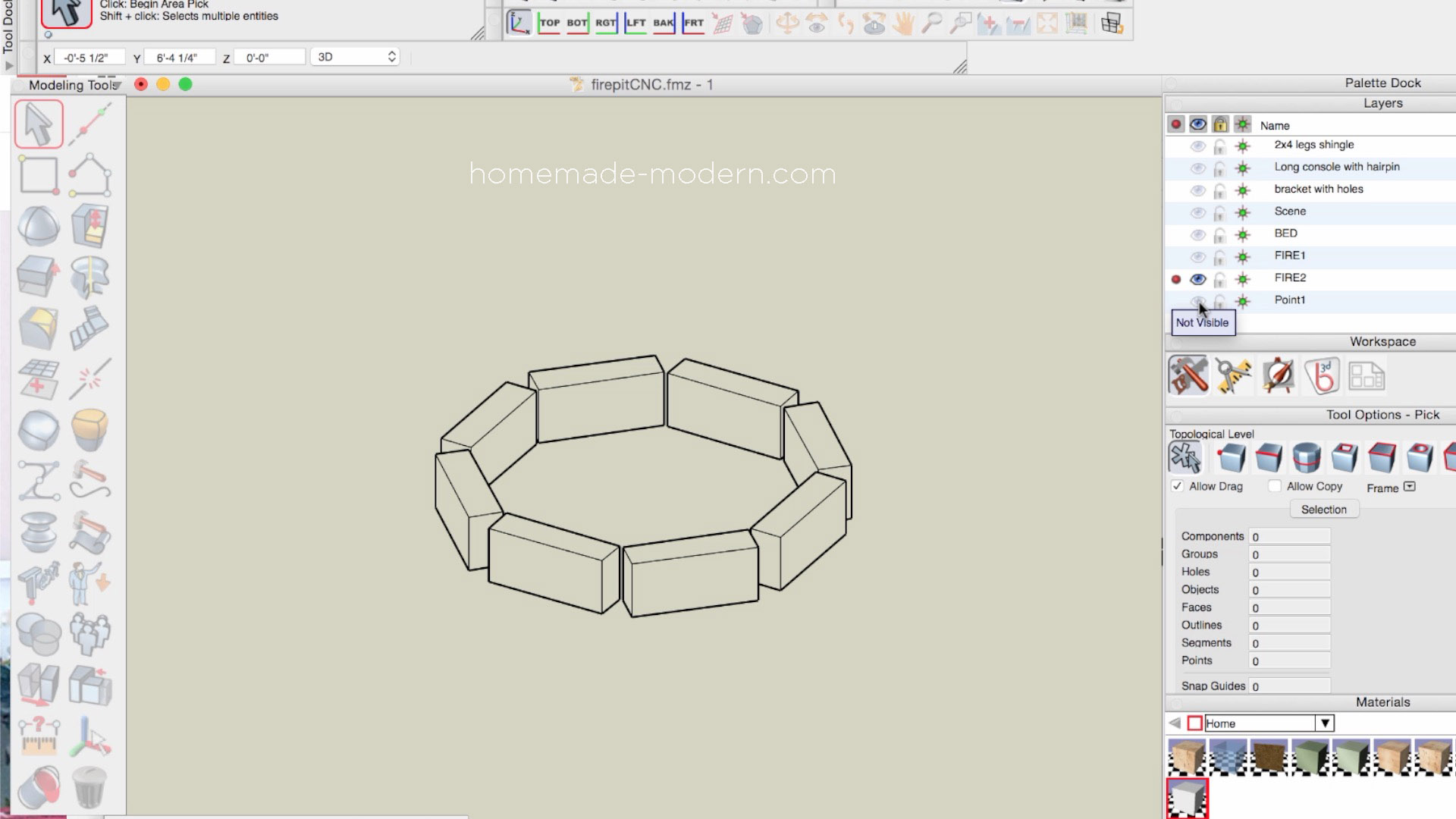 This modular modern concrete fire pit was made from Quikrete 5000 and cost less than $120 to build. The forms for the pieces were made with a small CNC machine. For more information go to HomeMade-Modern.com