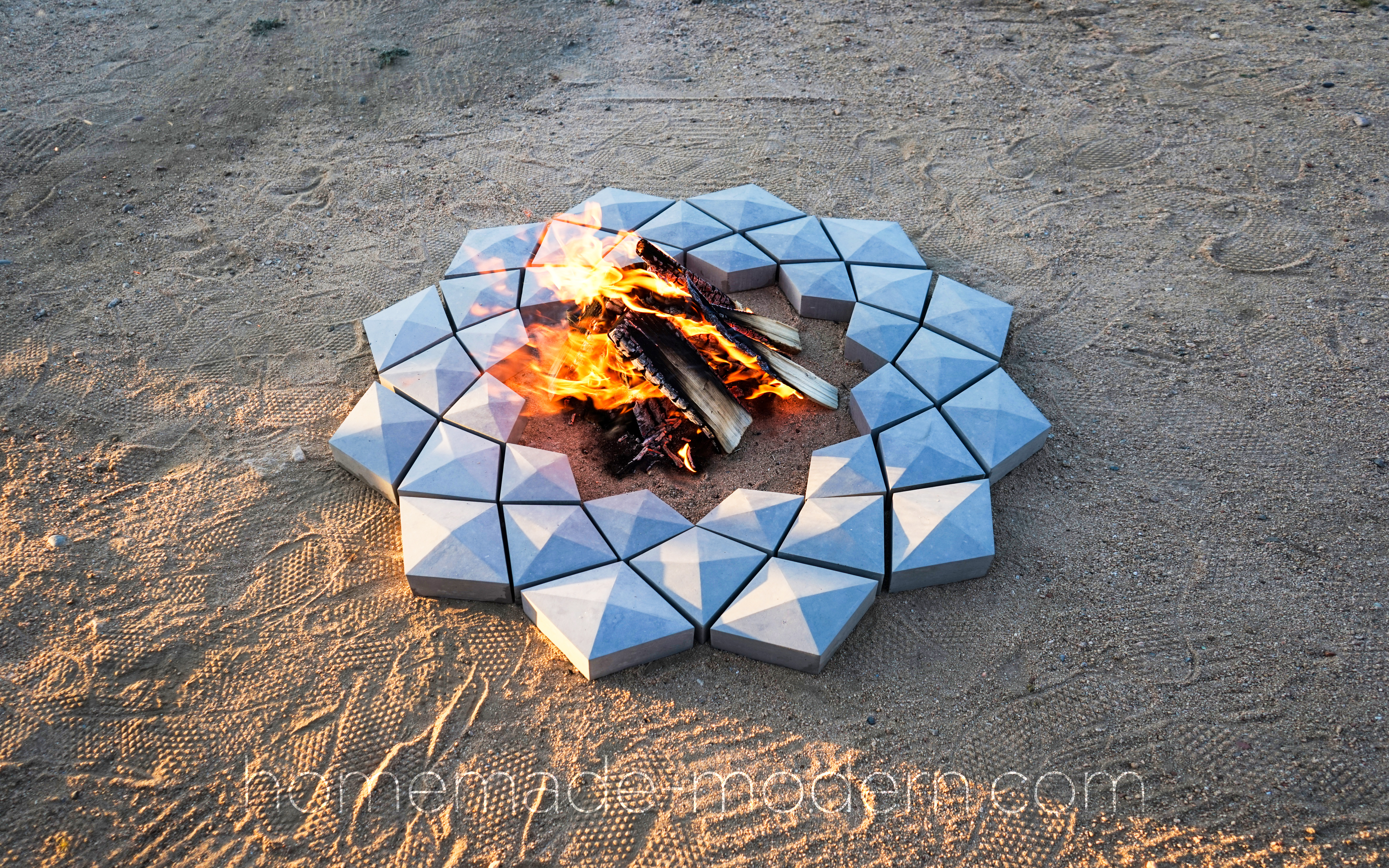 This 3D printed concrete fire pit was designed by Ben Uyeda of HomeMade-Modern.com You can download the 3D files for free and see a video showing the entire fabrication process. For more information go to HomeMade-Modern.com