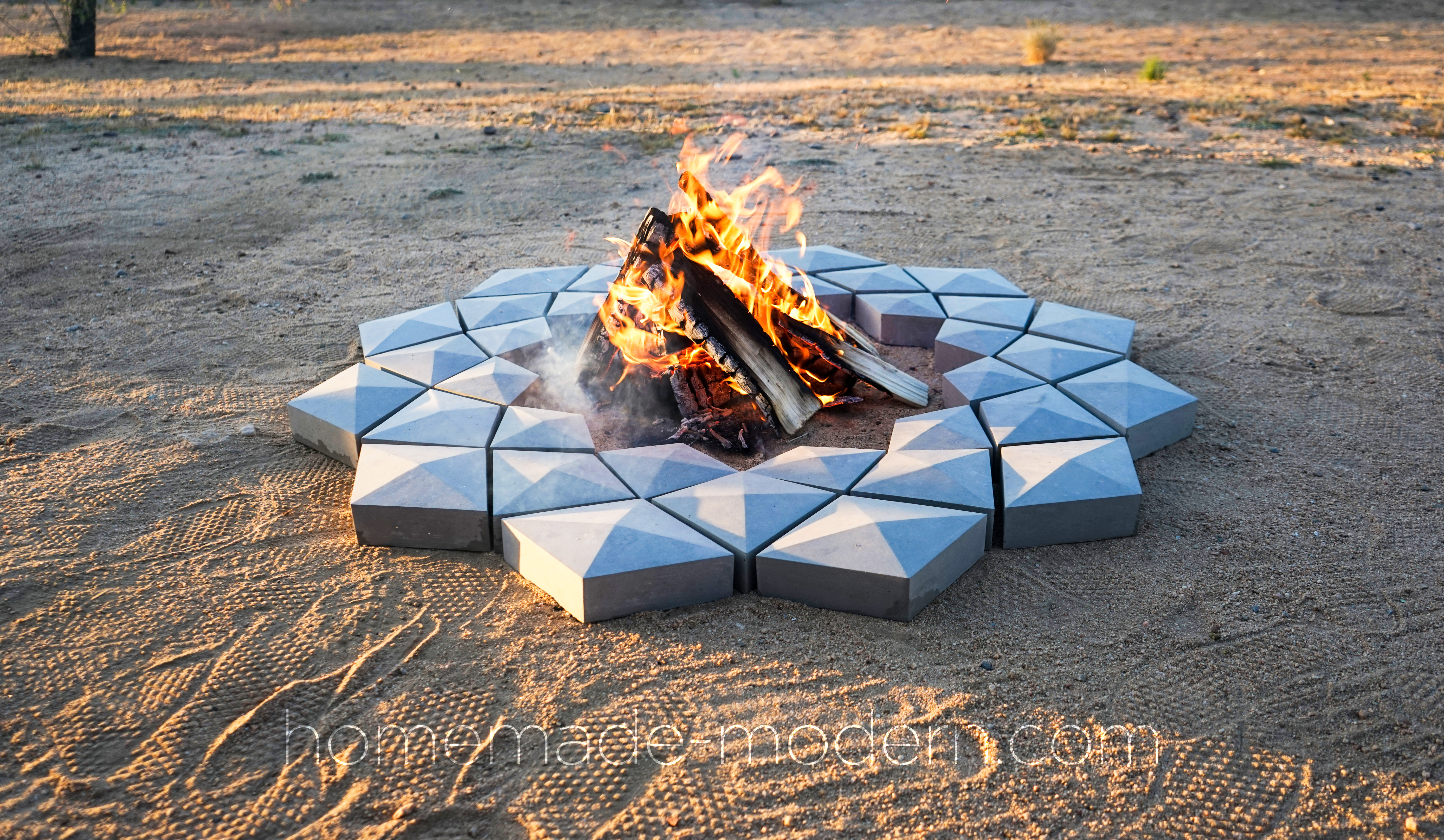 This 3D printed concrete fire pit was designed by Ben Uyeda of HomeMade-Modern.com You can download the 3D files for free and see a video showing the entire fabrication process. For more information go to HomeMade-Modern.com