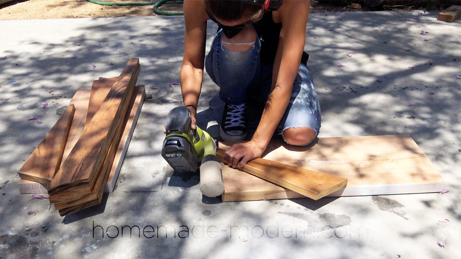 This DIY outdoor tigerwood dining table can be made using just three power tools. For more information go to HomeMade-Modern.com