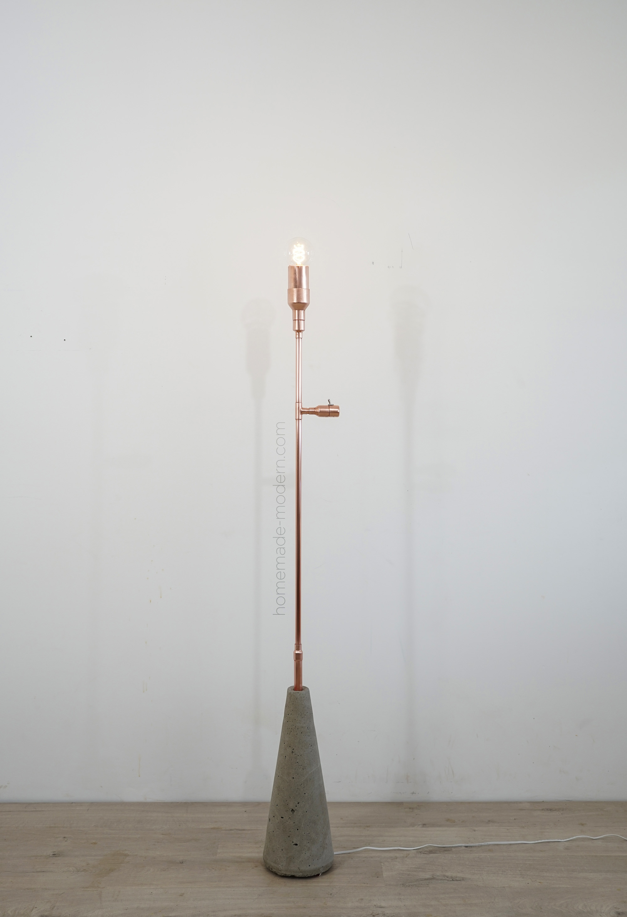 This DIY copper lamp was made out of copper pipes from Home Depot. For more information go to HomeMade-Modern.com