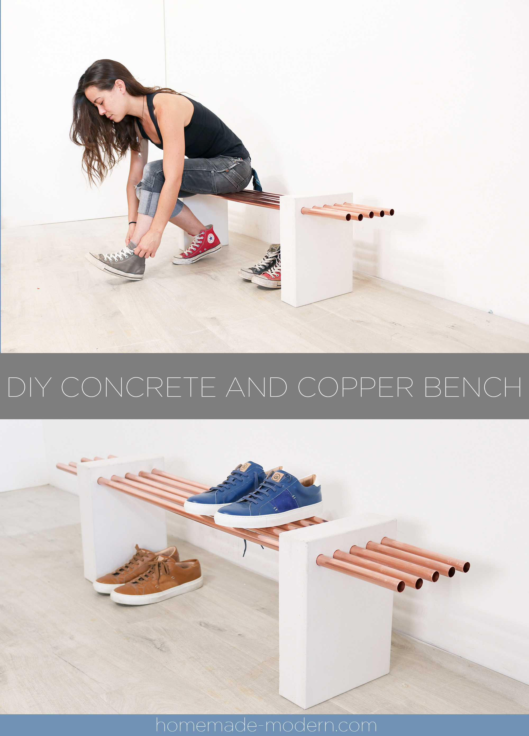 Homemade Modern Ep146 Diy Concrete And Copper Bench